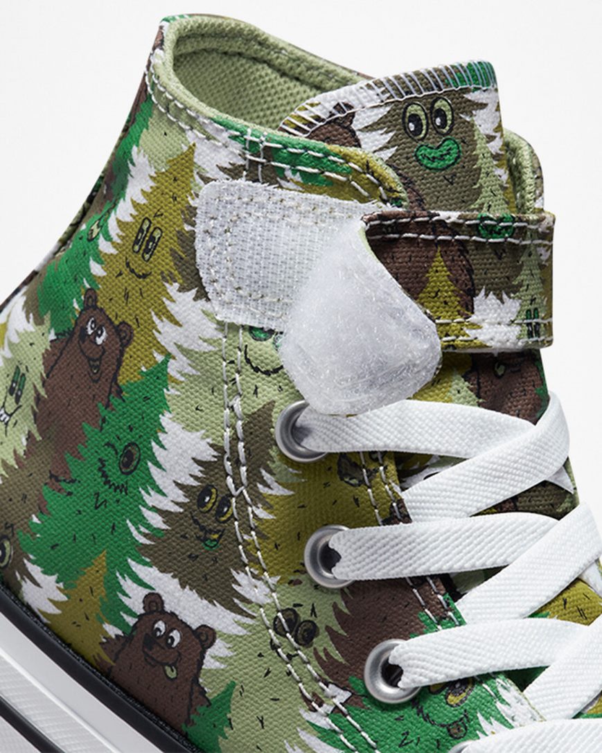 Chlapecké Boty Vysoké Converse Chuck Taylor All Star Easy-On Forest Camo Bílé Zelene | CZ BMYH83